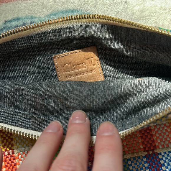 RARE Clare V flat clutch woven gingham leather checkered - Picture 3 of 5